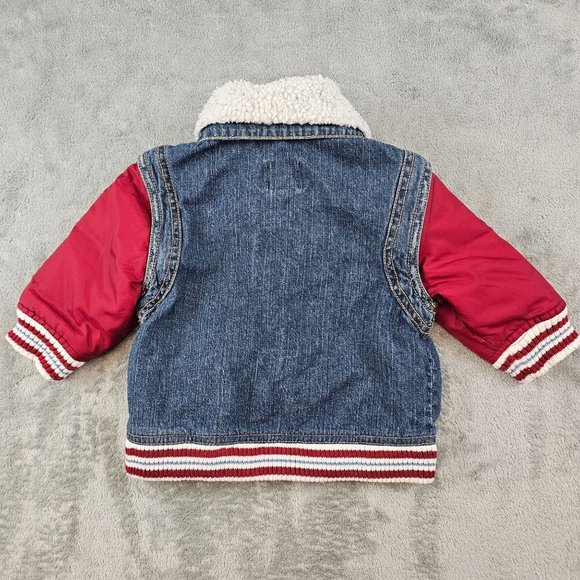 Guess Baby Jacket 12M Convertible Denim Embroidered Logo Detachable‎ Sleeves - Picture 3 of 12